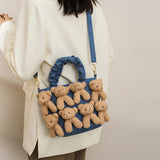 Bear Doll Canvas Shoulder Bag Women Casual Tote Party Messenger Bag