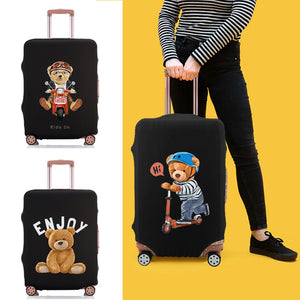 Bear Doll Pattern Luggage Cover Elastic Protective Cover for 18-32 Inch Luggage