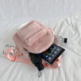 Fuzzy Bear Ears Plush Women Backpack - Winter Shoulder Bag