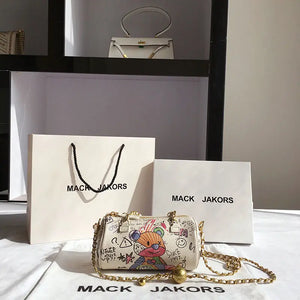 Bear Graffiti Lady's S Chain Shoulder Bags for Women