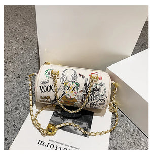Bear Graffiti Lady's S Chain Shoulder Bag Women's Handbags