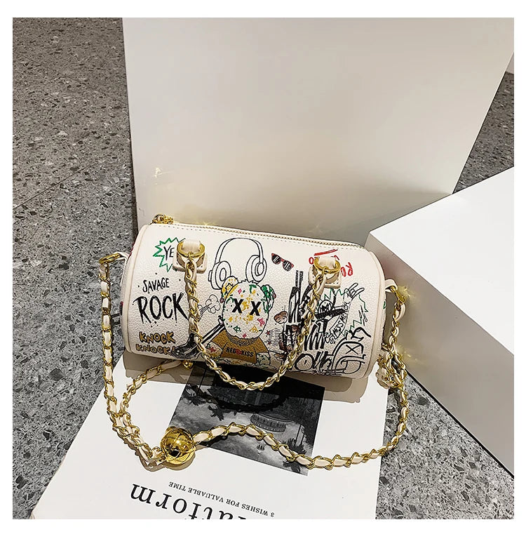 Bear Graffiti Lady's S Chain Shoulder Bag Women's Handbags