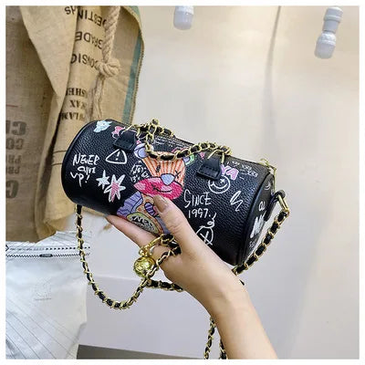 Bear Graffiti Lady's S Chain Phone Shoulder Bag Handbag for Women