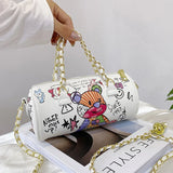 Bear Graffiti Lady's S Chain Phone Shoulder Bag Handbag for Women