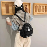 Bear Pattern Waterproof Backpack Women Shoulder School Crossbody Bag