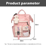 Bear Pendant Waterproof Candy Colors Backpack for Teenage Girl