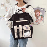 Bear Pendant Waterproof Candy Colors Backpack for Teenage Girl