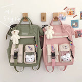 Bear Pendant Waterproof Candy Colors Backpack for Teenage Girl