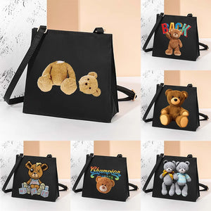 Bear Print Square Bags Messenger Bag for Women