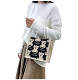 Bear Linen Female Handbag Net Red Small Satchel Student Shoulder Bag