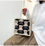 Bear Linen Female Handbag Net Red Small Satchel Student Shoulder Bag