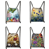 Butterfly Backpack Portable Women Canvas Storage Bag for Travel