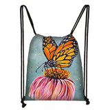 Butterfly Backpack Portable Women Canvas Storage Bag for Travel