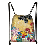 Butterfly Floral Backpack Softback Travel Ladies Drawstring Bags Teenager Girls