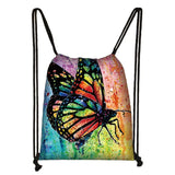 Butterfly Floral Backpack Women Storage Bags for Travel Ladies Drawstring Bags
