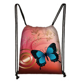 Butterfly Print Drawstring Bag Women Storage Bags Casual Softback Backpack