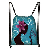 Butterfly Print Drawstring Bag Women Storage Bags Casual Softback Backpack