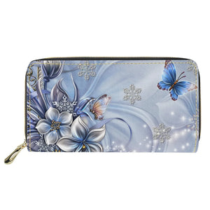 Butterfly Print Long Wallet Multifunctional Clutch Purse for Girls