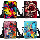 Butterfly Flower Messenger Bag Floral Women Handbags Girl Cross Bag