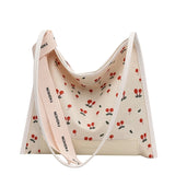 Cherry Plaid Messenger Bag Canvas Shoulder Bag for Women