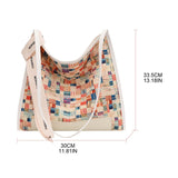 Cherry Plaid Messenger Bag Large Canvas Shoulder Bag Women's Tote Bag