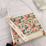 Cherry Plaid Messenger Bag Canvas Shoulder Bag for Women