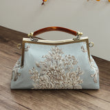 Vintage Floral Embroidery Shoulder Bag with Chain Fringe