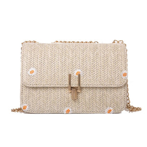 Summer Straw Shoulder Chain Bag Women Crossbody Messenger Bag
