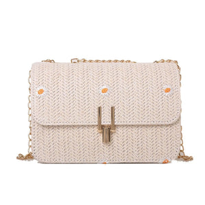 Summer Straw Shoulder Chain Bag Women Crossbody Messenger Bag