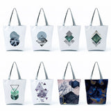 Geometry Printed Tote Women Handbags Reusable Shopping Bag