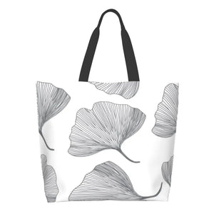 Ginkgo Leaf Print Shoulder Bag with Large Capacity