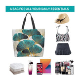 Ginkgo Leaf Print Shoulder Bag with Large Capacity