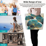 Ginkgo Leaf Print Shoulder Bag with Large Capacity