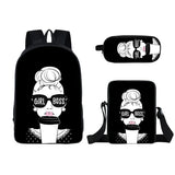 Girl Cartoon Student Schoolbag Double Pencil Bag