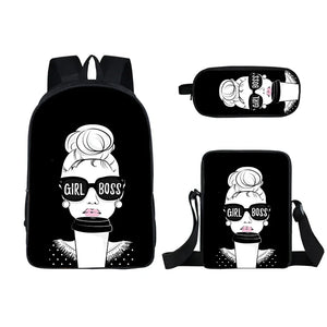 Girl Cartoon Student Schoolbag Double Pencil Bag