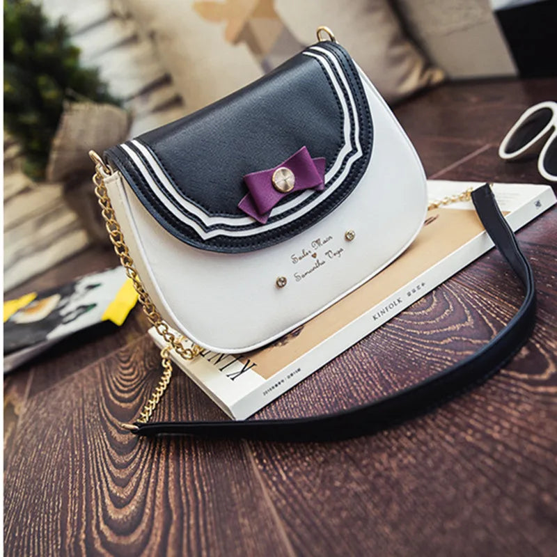 Girls Chain Bag Bow Crossbody Shoulder Messenger Bags PU Leather