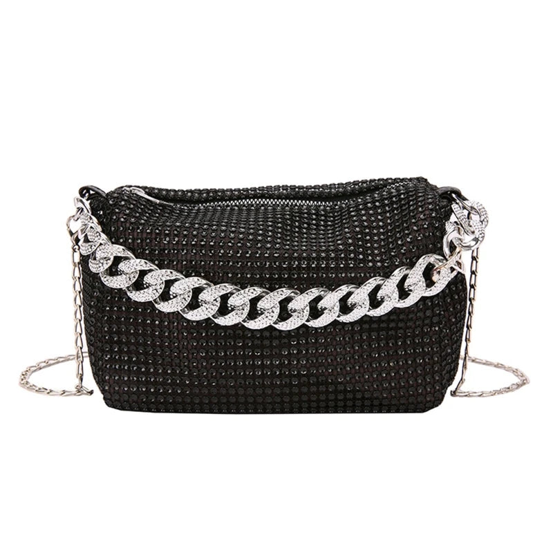 Glitter Rhinestone Crossbody Evening Bag for Masquerades
