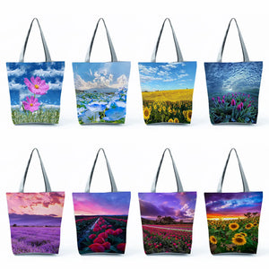 Floral Print Casual Tote Travel Handbag Bright Colors