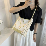 Large Capacity Tote Bag Embroidered Flower Handbag Tulip Shoulder Bag