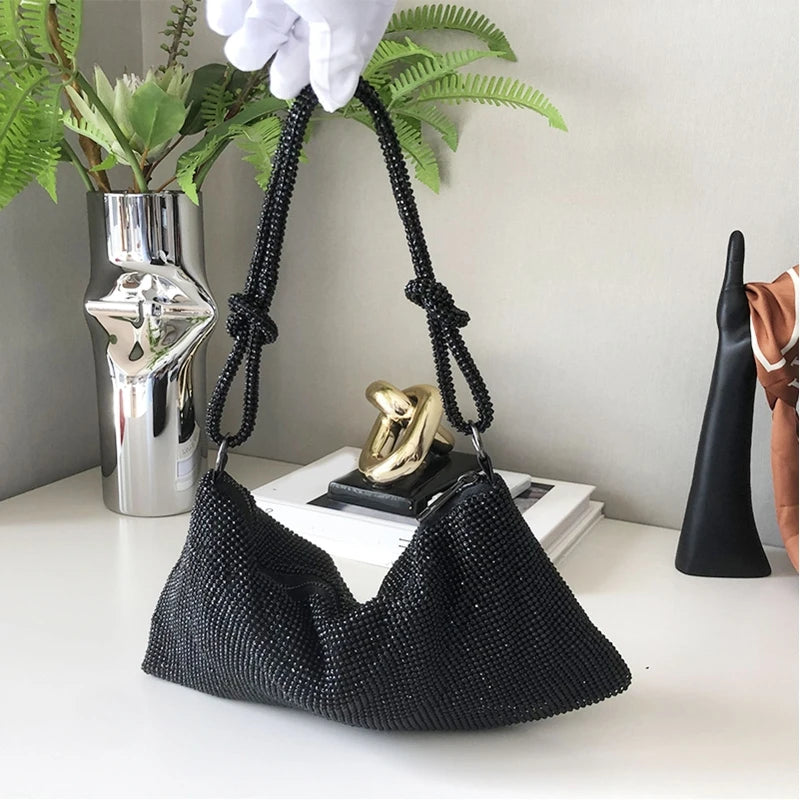 Mesh Diamond Evening Bag Clutch Underarm Shoulder Bag