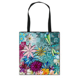 Butterfly & Flowers Print Tote Bag - Women's Casual Shoulder Travel