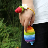 Rainbow Unisex Key Bag Hand Knitting Key Wallets Car Key Holder Case