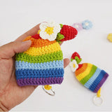 Rainbow Unisex Key Bag Hand Knitting Key Wallets Car Key Holder Case
