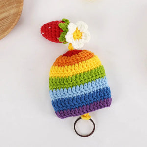 Rainbow Unisex Key Bag Hand Knitting Key Wallets Car Key Holder Case