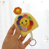 Sunflower Women Pull Type Key Bag Hand Knitting Key Wallets