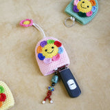 Sunflower Women Pull Type Key Bag Hand Knitting Key Wallets