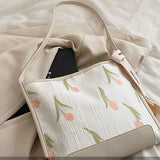 Tulip Embroidered Messenger Bag Women's Summer Tote