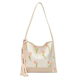 Tulip Embroidered Messenger Bag Women's Summer Tote