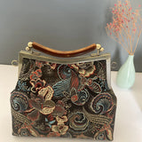 Vintage Flowers Bag Shell Lock Hand Chain Bags for Women Shoulder Crossbody Bag