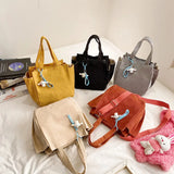 Corduroy Shopper Bag for Women High Capacity Travel Shoppers